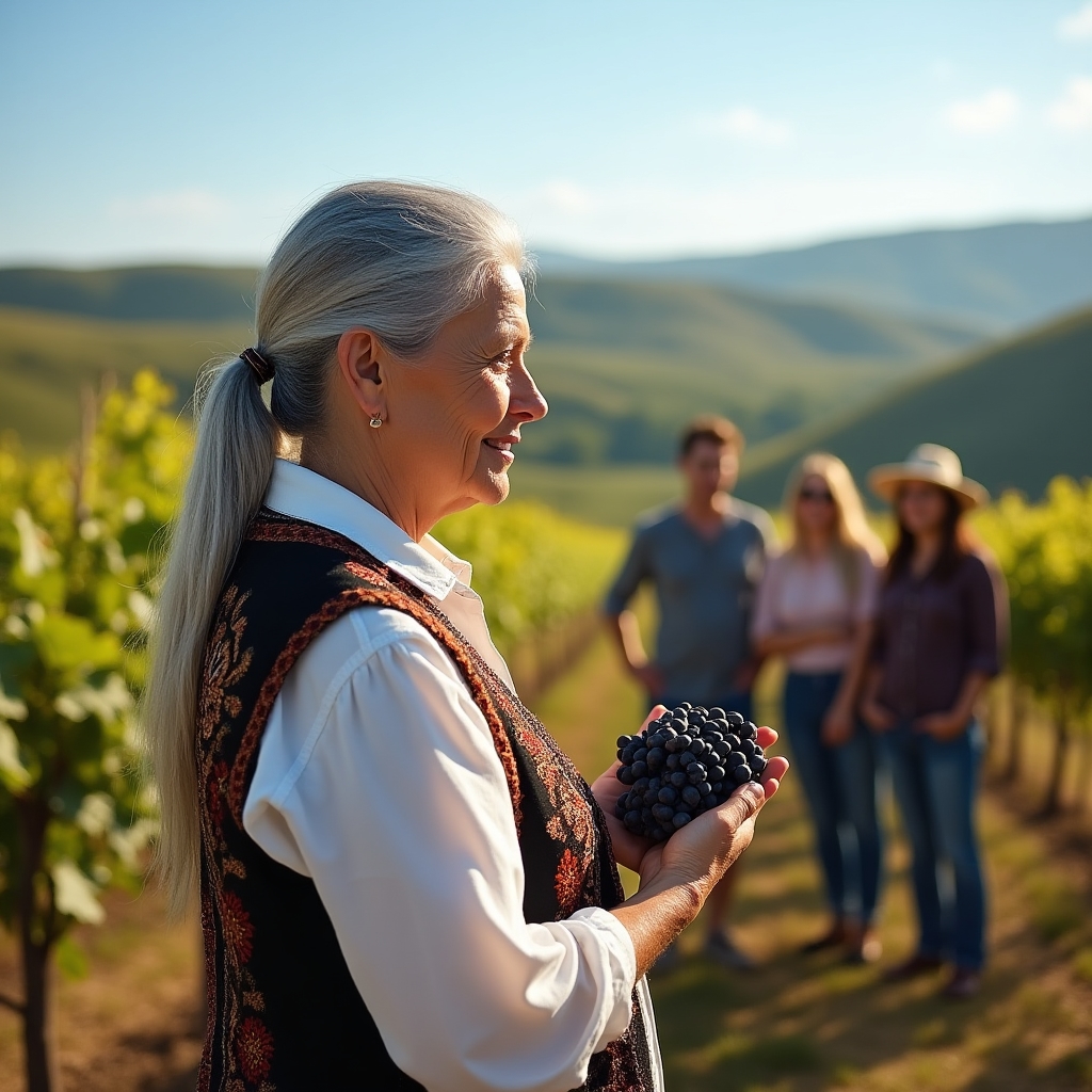 Producător local prezentând produsele unui grup de vizitatori